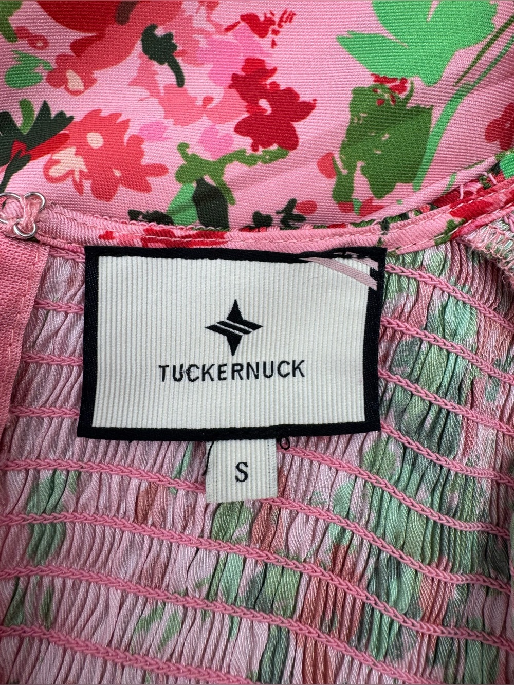 Tuckernuck Peony Meadows Libby Dress Pink Floral Smocked Maxi S - Picture 10 of 14